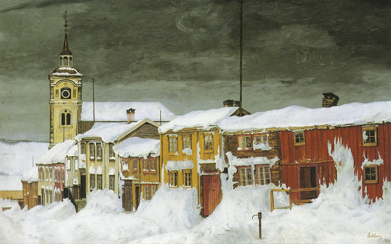 Slik kunstneren Harald Sohlberg malte «Sohlberg-rekka» i 1903. (foto: Wikimedia Commons)